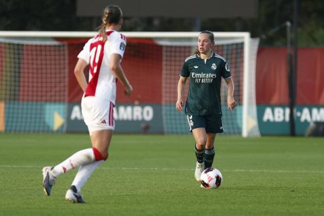 AMSTERDAM , 26-08-2026, Sportcomplex De Toekomst , Champions League Women , football , Third qualifying round 1st leg season 2026 2027 , match between Ajax and Real Madrid (women) , picture shows Real Madrid player Janou Levels Ajax - Real Madrid (women)  x206075810x Copyright: