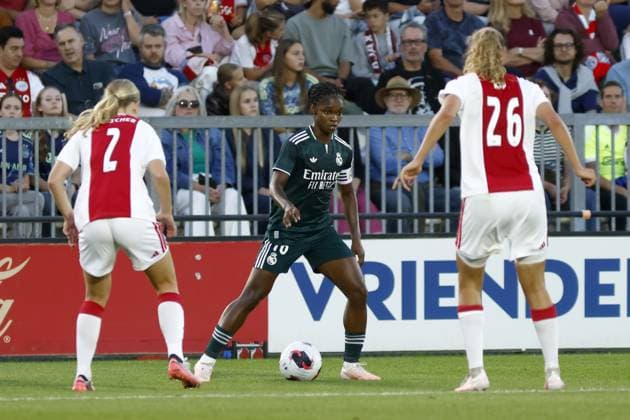 AMSTERDAM , 26-08-2026, Sportcomplex De Toekomst , Champions League Women , football , Third qualifying round 1st leg season 2026 2027 , match between Ajax and Real Madrid (women) , picture shows Real Madrid player Linda Caicedo Ajax - Real Madrid (women)  x206075990x Copyright: