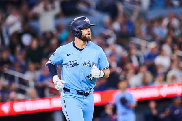 August 26, 2026, Toronto, On, Canada: Toronto Blue Jays Nathan Lukes (38) reacts as he rounds the bases after hitting a three-run home run against the Kansas City Royals during fourth inning MLB, Baseball Herren, USA baseball action in Toronto, on Wednesday, Aug. 26, 2026. Canada News - August 26, 2026 - ZUMAc35_ 20260826_zaf_c35_063 Copyright: xSammyxKoganx