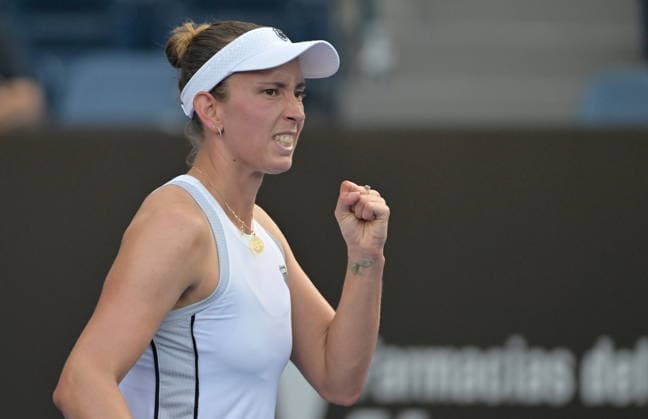 Monterrey Tennis Open Tournament Elise Mertens of Belgium celebrates a point against Panna Udvardy of Hungary during their match at the Monterrey Open tennis tournament in Monterrey, Mexico, 26 August 2026. MONTERREY Mexico  Copyright: xMiguelxSierrax