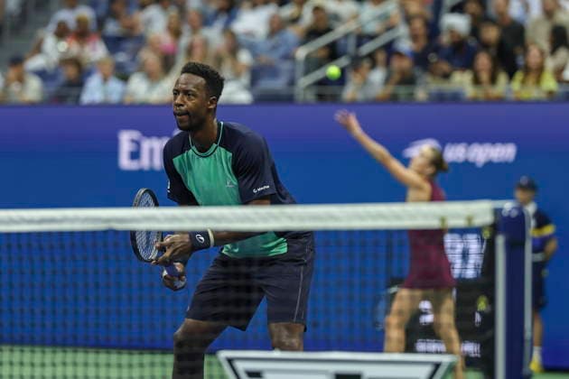2026 US Open Mixed Doubles Championship semifinals Gael Monfils (front) of France in action while playing with Elina Svitolina (rear) of Ukraine during the semifinal round of the Mixed Doubles Championship against Belinda Bencic of Switzerland and Flavio Cobolli of Italy at the Arthur Ashe Stadium in the USTA Billie Jean King National Tennis Center in Flushing Meadows, New York, USA, 26 August 2026. FLUSHING MEADOWS NEW YORK UNITED STATES  Copyright: xSARAHxYENESELx