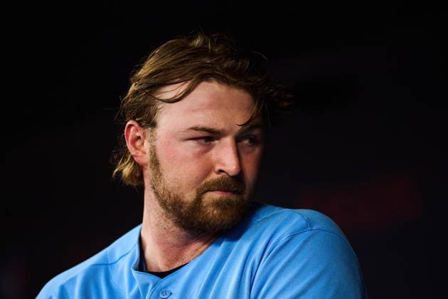 August 26, 2026, Toronto, On, Canada: Toronto Blue Jays pitcher Spencer Miles (62) reacts in the dugout after being pulled from the game during third inning MLB, Baseball Herren, USA baseball action against the Kansas City Royals in Toronto, on Wednesday, Aug. 26, 2026. Canada News - August 26, 2026 - ZUMAc35_ 20260826_zaf_c35_086 Copyright: xSammyxKoganx