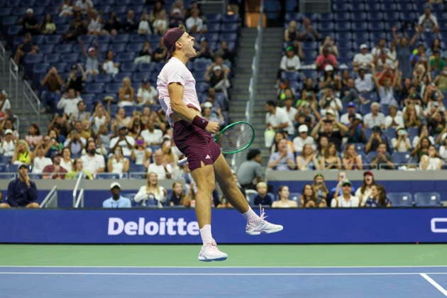 2026 US Open Mixed Doubles Championship Jakub Mensik of Czechia reacts to winning the final round of the Mixed Doubles Championship playing with Karolina Muchova of Czechia against Belinda Bencic of Switzerland and Flavio Cobolli of Italy at the Arthur Ashe Stadium in the USTA Billie Jean King National Tennis Center in Flushing Meadows, New York, USA, 26 August 2026. FLUSHING MEADOWS NEW YORK UNITED STATES  Copyright: xSARAHxYENESELx