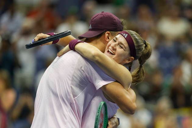 2026 US Open Mixed Doubles Championship Karolina Muchova (R) and Jakub Mensik (L) of Czechia react to winning the final round of the Mixed Doubles Championship against Belinda Bencic of Switzerland and Flavio Cobolli of Italy at the Arthur Ashe Stadium in the USTA Billie Jean King National Tennis Center in Flushing Meadows, New York, USA, 26 August 2026. FLUSHING MEADOWS NEW YORK UNITED STATES  Copyright: xSARAHxYENESELx