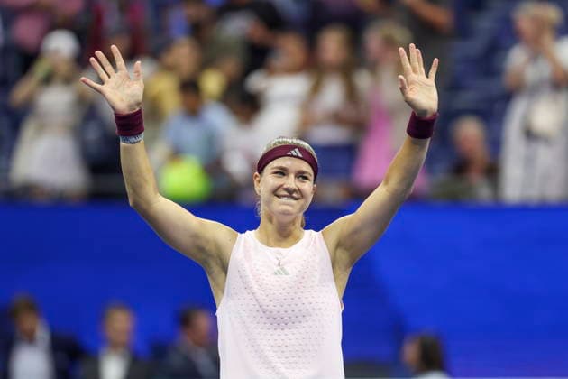 2026 US Open Mixed Doubles Championship Karolina Muchova of Czechia reacts to winning the final round of the Mixed Doubles Championship playing with Jakub Mensik of Czechia against Belinda Bencic of Switzerland and Flavio Cobolli of Italy at the Arthur Ashe Stadium in the USTA Billie Jean King National Tennis Center in Flushing Meadows, New York, USA, 26 August 2026. FLUSHING MEADOWS NEW YORK UNITED STATES  Copyright: xSARAHxYENESELx