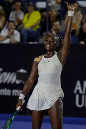August 26, 2026, Monterrey, Nuevo Leon, Mexico: Tennis player Alycia Parks (USA) celebrates advancing to the quarterfinals of the WTA, Tennis Damen 500 GNP Seguros Open after defeating Poland s Maja Chwalinska (POL). Parks won 6:3, 2:6, 2:6. Tenis 2026: WTA 500 Monterrey: Chwalinska Vs Parks  - ZUMAo125 20260826_zip_o125_042 Copyright: xAntonioxOjedax