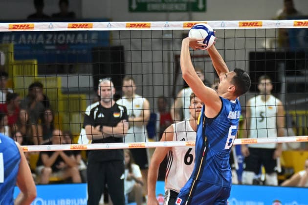 Italy v Germany - International Friendly, Länderspiel, Nationalmannschaft Match Simone Giannelli of Italy spikes the ball during the international friendly match between Italy and Germany at PalaCalafiore in Reggio Calabria, Italy, on August 26, 2026. Reggio Calabria Italy  Copyright: xAndreaxRositox originalFilename:rosito-notitle260826_npKZh.jpg