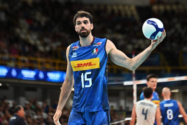Italy v Germany - International Friendly, Länderspiel, Nationalmannschaft Match Daniele Lavia of Italy spikes the ball during the international friendly match between Italy and Germany at PalaCalafiore in Reggio Calabria, Italy, on August 26, 2026. Reggio Calabria Italy  Copyright: xAndreaxRositox originalFilename:rosito-notitle260826_npVBO.jpg