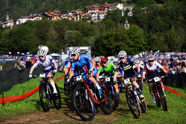 2026 UCI Mountain Bike World Championships Picture by Ed Sykes SWpix.com - 27 08 2026 - Cycling - 2026 UCI Mountain Bike World Championships - Val di Sole, Trentino, Italy - Cross-country Olympic (XCO) - Women Junior - Aida Linton (USA), Barbora Bukovska (Czechia), Daniela Gaviria Ramirez (Colombia) Copyright: x xSWpix.comx(t axPhotographyxHubxLtd)xEdxSykes SWpix.comx SWP-3030-19704