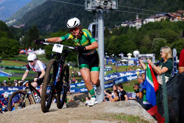 2026 UCI Mountain Bike World Championships Picture by Ed Sykes SWpix.com - 27 08 2026 - Cycling - 2026 UCI Mountain Bike World Championships - Val di Sole, Trentino, Italy - Cross-country Olympic (XCO) - Women Junior - Nika Nortje (South Africa) Copyright: x xSWpix.comx(t axPhotographyxHubxLtd)xEdxSykes SWpix.comx SWP-3030-19709