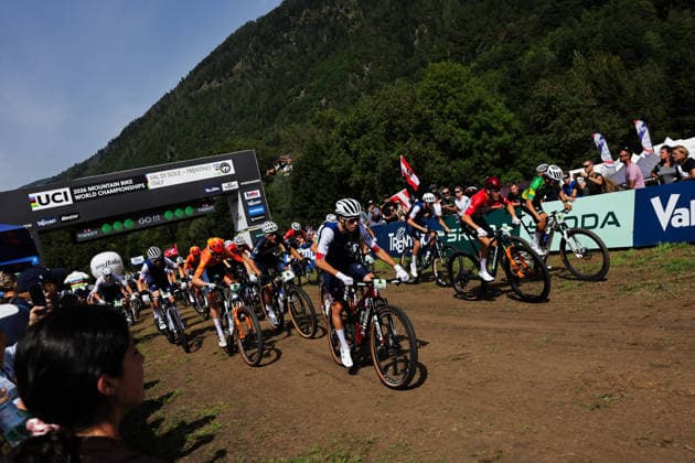 2026 UCI Mountain Bike World Championships Picture by Alex Whitehead SWpix.com - 27 08 2026 - Cycling - 2026 UCI Mountain Bike World Championships - Val di Sole, Trentino, Italy - Cross-country Olympic (XCO) - Men Junior - Mathieu Ghibaudo (France) Copyright: x xSWpix.comx(t axPhotographyxHubxLtd)xAlexxWhitehead SWpix.comx SWP-3030-19792
