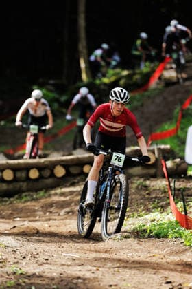 2026 UCI Mountain Bike World Championships Picture by Alex Whitehead SWpix.com - 27 08 2026 - Cycling - 2026 UCI Mountain Bike World Championships - Val di Sole, Trentino, Italy - Cross-country Olympic (XCO) - Men Junior - Albert Lundgren (Denmark) Copyright: x xSWpix.comx(t axPhotographyxHubxLtd)xAlexxWhitehead SWpix.comx SWP-3030-19810