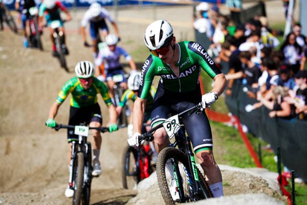 2026 UCI Mountain Bike World Championships Picture by Ed Sykes SWpix.com - 27 08 2026 - Cycling - 2026 UCI Mountain Bike World Championships - Val di Sole, Trentino, Italy - Cross-country Olympic (XCO) - Men Junior - Caleb McGreevy (Ireland) Copyright: x xSWpix.comx(t axPhotographyxHubxLtd)xEdxSykes SWpix.comx SWP-3030-19815
