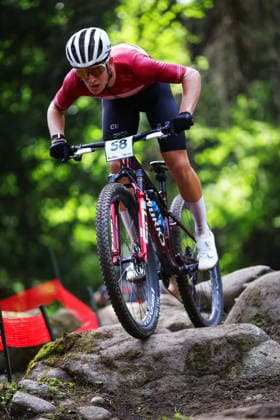2026 UCI Mountain Bike World Championships Picture by Ed Sykes SWpix.com - 27 08 2026 - Cycling - 2026 UCI Mountain Bike World Championships - Val di Sole, Trentino, Italy - Cross-country Olympic (XCO) - Men Junior - Johannes Braedstrup-Holm (Denmark) Copyright: x xSWpix.comx(t axPhotographyxHubxLtd)xEdxSykes SWpix.comx SWP-3030-19852