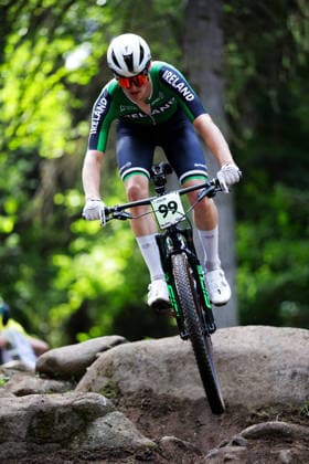 2026 UCI Mountain Bike World Championships Picture by Ed Sykes SWpix.com - 27 08 2026 - Cycling - 2026 UCI Mountain Bike World Championships - Val di Sole, Trentino, Italy - Cross-country Olympic (XCO) - Men Junior - Caleb McGreevy (Ireland) Copyright: x xSWpix.comx(t axPhotographyxHubxLtd)xEdxSykes SWpix.comx SWP-3030-19861