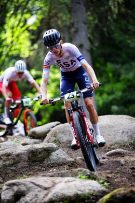 2026 UCI Mountain Bike World Championships Picture by Ed Sykes SWpix.com - 27 08 2026 - Cycling - 2026 UCI Mountain Bike World Championships - Val di Sole, Trentino, Italy - Cross-country Olympic (XCO) - Men Junior - Charles Thomas (USA) Copyright: x xSWpix.comx(t axPhotographyxHubxLtd)xEdxSykes SWpix.comx SWP-3030-19862
