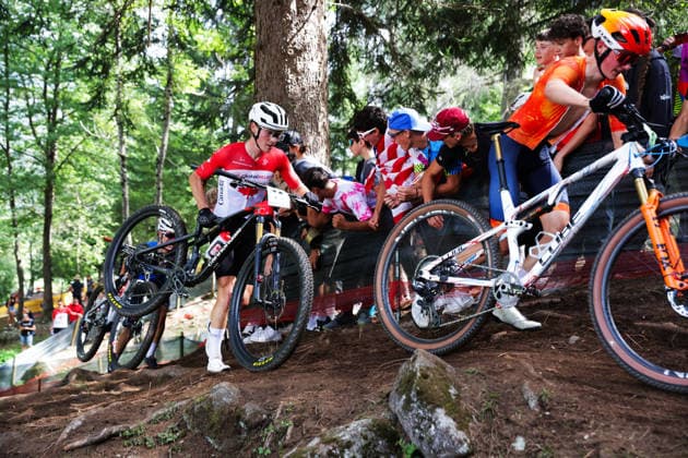 2026 UCI Mountain Bike World Championships Picture by Ed Sykes SWpix.com - 27 08 2026 - Cycling - 2026 UCI Mountain Bike World Championships - Val di Sole, Trentino, Italy - Cross-country Olympic (XCO) - Men Junior - Evan Moore (Canada) Copyright: x xSWpix.comx(t axPhotographyxHubxLtd)xEdxSykes SWpix.comx SWP-3030-19875