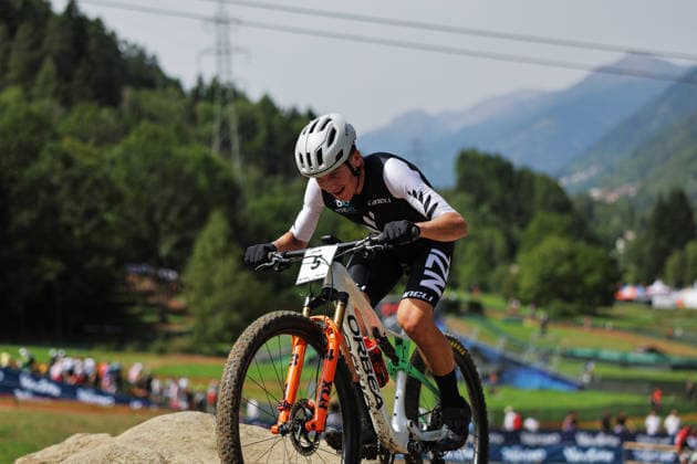 2026 UCI Mountain Bike World Championships Picture by Alex Whitehead SWpix.com - 27 08 2026 - Cycling - 2026 UCI Mountain Bike World Championships - Val di Sole, Trentino, Italy - Cross-country Olympic (XCO) - Men Junior - James Climo (New Zealand) Copyright: x xSWpix.comx(t axPhotographyxHubxLtd)xAlexxWhitehead SWpix.comx SWP-3030-19877