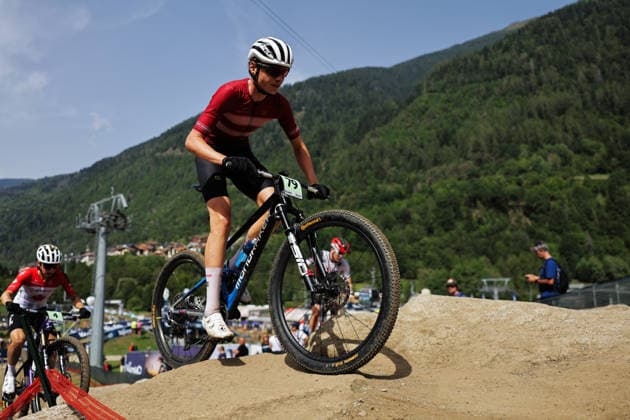 2026 UCI Mountain Bike World Championships Picture by Alex Whitehead SWpix.com - 27 08 2026 - Cycling - 2026 UCI Mountain Bike World Championships - Val di Sole, Trentino, Italy - Cross-country Olympic (XCO) - Men Junior - Gustav Laursen (Denmark) Copyright: x xSWpix.comx(t axPhotographyxHubxLtd)xAlexxWhitehead SWpix.comx SWP-3030-19884