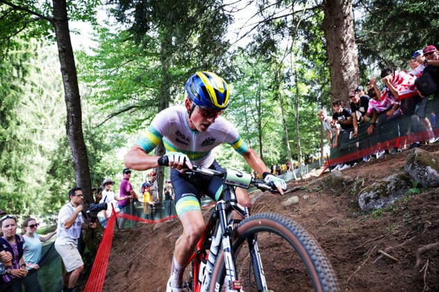 2026 UCI Mountain Bike World Championships Picture by Ed Sykes SWpix.com - 27 08 2026 - Cycling - 2026 UCI Mountain Bike World Championships - Val di Sole, Trentino, Italy - Cross-country Olympic (XCO) - Men Junior - Connor Wright (Australia) Copyright: x xSWpix.comx(t axPhotographyxHubxLtd)xEdxSykes SWpix.comx SWP-3030-19898