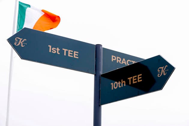 RECORD DATE NOT STATED 27th August 2026; The K Club, Straffan, County Kildare, Ireland: KPMG Womens Irish Open Golf, Round One; Sign directing spectators to the 1st and 10th tees PeterxFitzpatrick