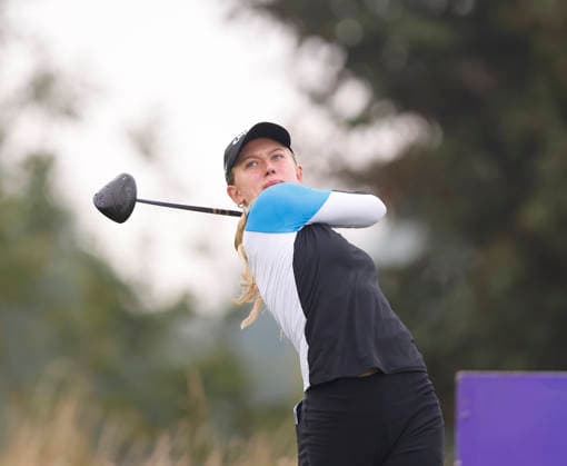 RECORD DATE NOT STATED 27th August 2026; The K Club, Straffan, County Kildare, Ireland: KPMG Womens Irish Open Golf, Round One; Olivia Costello (a) from Ireland tees off on the 11th hole PeterxFitzpatrick