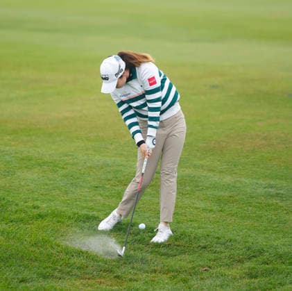 RECORD DATE NOT STATED 27th August 2026; The K Club, Straffan, County Kildare, Ireland: KPMG Womens Irish Open Golf, Round One; Leona Maguire of Ireland plays her second shot from the 11th rough PeterxFitzpatrick