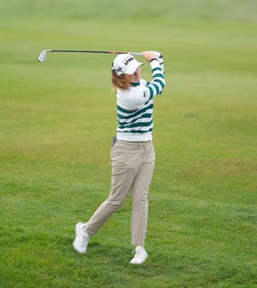 RECORD DATE NOT STATED 27th August 2026; The K Club, Straffan, County Kildare, Ireland: KPMG Womens Irish Open Golf, Round One; Leona Maguire of Ireland plays her second shot from the 11th rough PeterxFitzpatrick