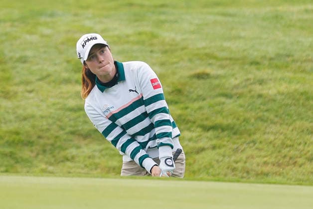 RECORD DATE NOT STATED 27th August 2026; The K Club, Straffan, County Kildare, Ireland: KPMG Womens Irish Open Golf, Round One; Leona Maguire of Ireland plays her third shot on the 11th hole PeterxFitzpatrick