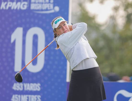 RECORD DATE NOT STATED 27th August 2026; The K Club, Straffan, County Kildare, Ireland: KPMG Womens Irish Open Golf, Round One; Anna Foster of Ireland tees off on her first hole the 10th PeterxFitzpatrick