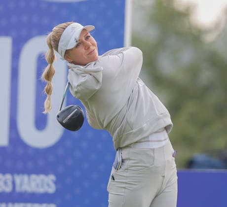 RECORD DATE NOT STATED 27th August 2026; The K Club, Straffan, County Kildare, Ireland: KPMG Womens Irish Open Golf, Round One; Annabell Fuller of England tees off on her first hole the 10th PeterxFitzpatrick