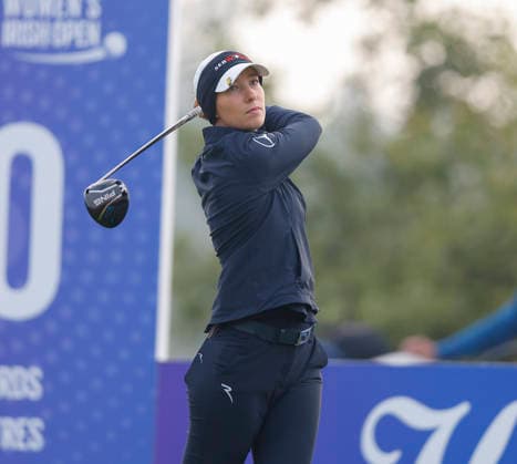 RECORD DATE NOT STATED 27th August 2026; The K Club, Straffan, County Kildare, Ireland: KPMG Womens Irish Open Golf, Round One; Alexandra F& xf6;rsterling of Germany tees off on her first hole the 10th PeterxFitzpatrick