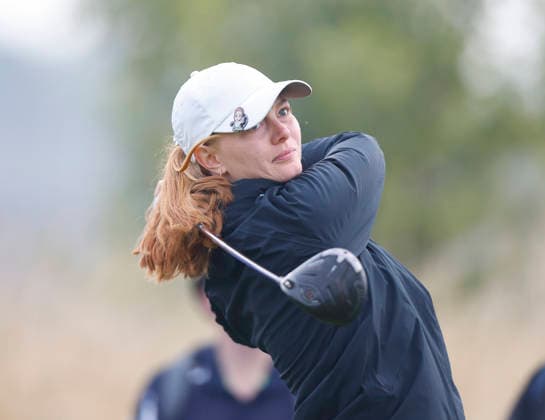 RECORD DATE NOT STATED 27th August 2026; The K Club, Straffan, County Kildare, Ireland: KPMG Womens Irish Open Golf, Round One; Smilla Tarning Soenderby of Denmark tees off on her first hole the 10th PeterxFitzpatrick