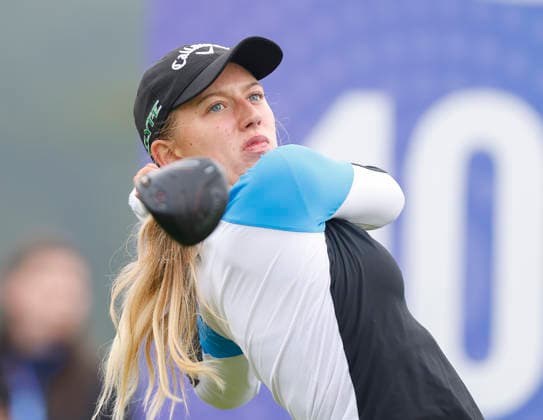 RECORD DATE NOT STATED 27th August 2026; The K Club, Straffan, County Kildare, Ireland: KPMG Womens Irish Open Golf, Round One; Olivia Costello (a) from Ireland tees off on her first hole the 10th PeterxFitzpatrick
