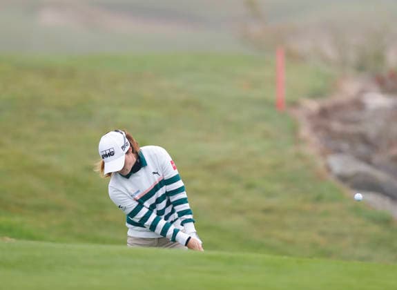 RECORD DATE NOT STATED 27th August 2026; The K Club, Straffan, County Kildare, Ireland: KPMG Womens Irish Open Golf, Round One; Leona Maguire of Ireland plays her third shot on the 10th hole PeterxFitzpatrick