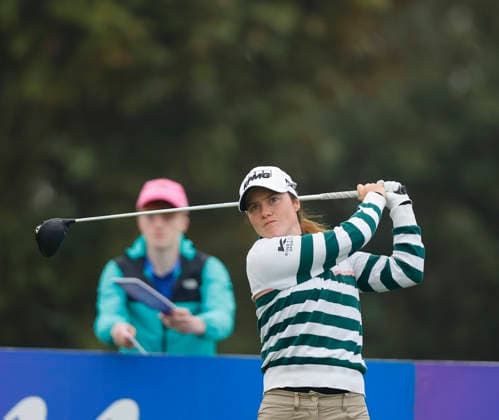 RECORD DATE NOT STATED 27th August 2026; The K Club, Straffan, County Kildare, Ireland: KPMG Womens Irish Open Golf, Round One; Leona Maguire of Ireland tees off on the 11th hole PeterxFitzpatrick