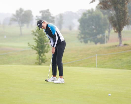 RECORD DATE NOT STATED 27th August 2026; The K Club, Straffan, County Kildare, Ireland: KPMG Womens Irish Open Golf, Round One; Olivia Costello (a) from Ireland putts on the 11th green PeterxFitzpatrick