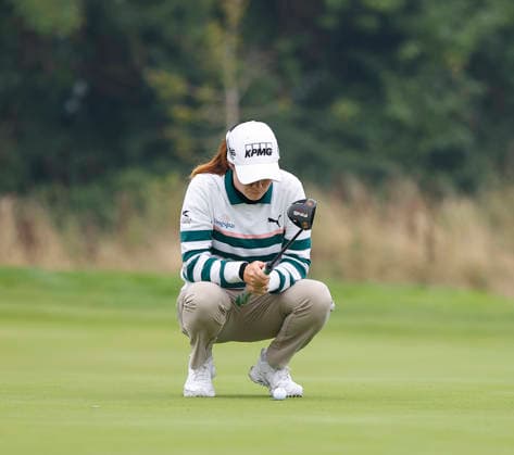 RECORD DATE NOT STATED 27th August 2026; The K Club, Straffan, County Kildare, Ireland: KPMG Womens Irish Open Golf, Round One; Leona Maguire of Ireland lines up her putt on the 12th green PeterxFitzpatrick