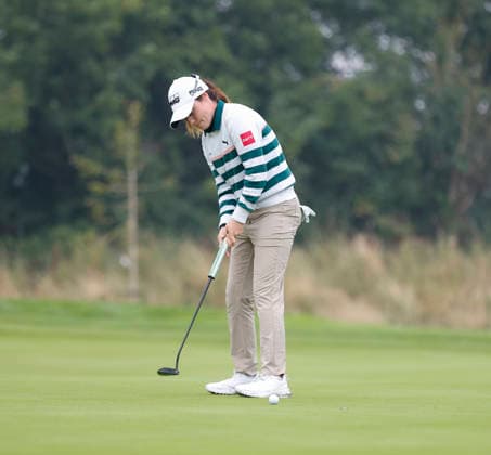 RECORD DATE NOT STATED 27th August 2026; The K Club, Straffan, County Kildare, Ireland: KPMG Womens Irish Open Golf, Round One; Leona Maguire of Ireland watches her putt on the 12th green PeterxFitzpatrick