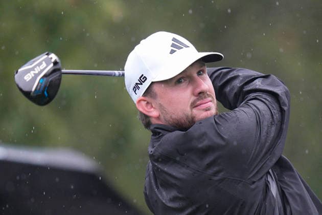 SUTTON COLDFIELD, ENGLAND - AUG 27: Connor Syme (SCO) plays from the second tee during Round 1 at the 2026 Husqvarna British Masters at The Belfry, Sutton Coalfield on August 27, 2026 in Warwickshire, England The 2026 Husqvarna British Masters