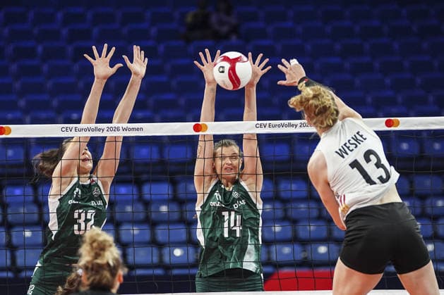 Poland v Germany - CEV EuroVolley 2026 ISTANBUL, TURKIYE - AUGUST 27: Monika Lampkowska (14) of Poland in action against Emilia Weske (13) of Germany during the CEV EuroVolley 2026 Women Group A match between Poland and Germany at Sinan Erdem Dome in Istanbul, Turkiye on August 27, 2026. Agit Erdi Ulukaya Anadolu Istanbul Turkey. Editorial use only. Please get in touch for any other usage.  Copyright: x2026xAnadoluxAgitxErdixUlukayax