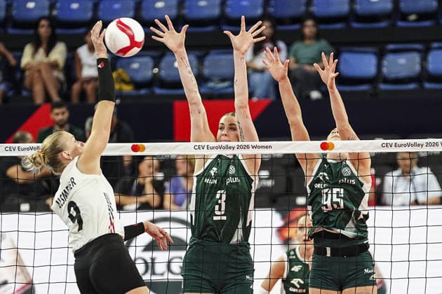 Poland v Germany - CEV EuroVolley 2026 ISTANBUL, TURKIYE - AUGUST 27: Magdalena Stysiak (3) of Poland in action against Lina Alsmeier (9) of Germany during the CEV EuroVolley 2026 Women Group A match between Poland and Germany at Sinan Erdem Dome in Istanbul, Turkiye on August 27, 2026. Agit Erdi Ulukaya Anadolu Istanbul Turkey. Editorial use only. Please get in touch for any other usage.  Copyright: x2026xAnadoluxAgitxErdixUlukayax
