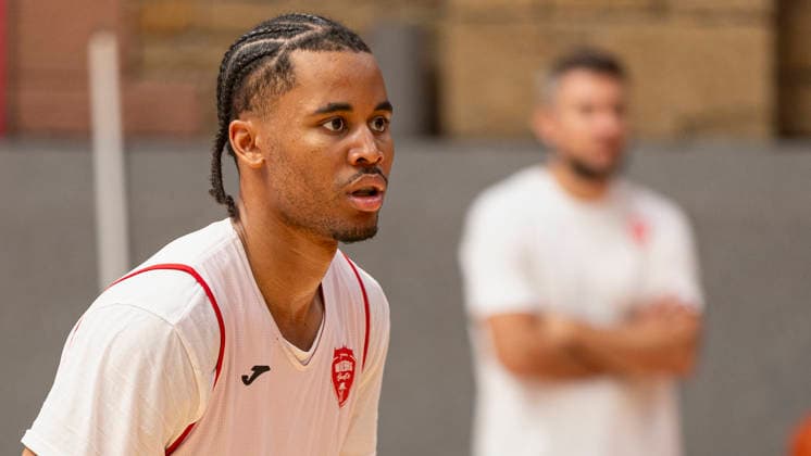 Pictured: Sam Griffin of the Würzburg Baskets, August 27, 2026, media training session for the Fitness First Würzburg Baskets 2026-27, Germany, Würzburg, training center, Copyright: HMBxMedia xJulienxBecker