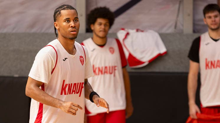 Pictured: Sam Griffin of the Würzburg Baskets, August 27, 2026, media training session for the Fitness First Würzburg Baskets 2026-27, Germany, Würzburg, training center, Copyright: HMBxMedia xJulienxBecker