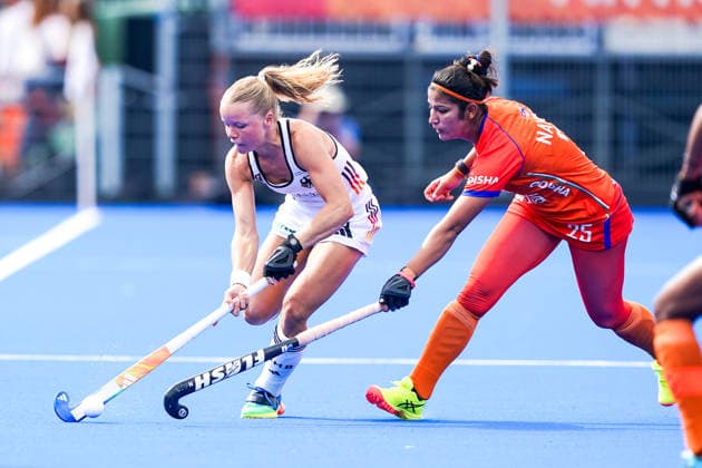 2026-08-27 India v Germany - FIH Hockey World Cup AMSTELVEEN, NETHERLANDS - AUGUST 27: Emma Davidsmeyer of Germany, Navneet Kaur of India during the FIH Hockey World Cup match between India and Germany at Wagener Stadion on August 27, 2026 in Amstelveen, Netherlands. Amstelveen Wagener Stadion Netherlands Content not available for redistribution in The Netherlands directly or indirectly through any third parties. Copyright: xAndrexWeeningx