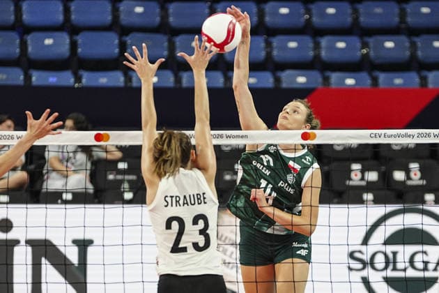 Poland v Germany - CEV EuroVolley 2026 ISTANBUL, TURKIYE - AUGUST 27: Monika Lampkowska (14) of Poland in action against Sarah Straube (23) of Germany during the CEV EuroVolley 2026 Women Group A match between Poland and Germany at Sinan Erdem Dome in Istanbul, Turkiye on August 27, 2026. Agit Erdi Ulukaya Anadolu Istanbul Turkey. Editorial use only. Please get in touch for any other usage.  Copyright: x2026xAnadoluxAgitxErdixUlukayax