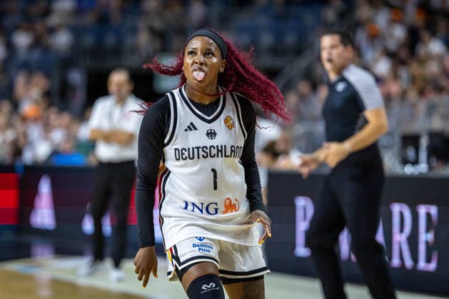 Basketball Cologne, August 27, 2026, Friendly Match, Germany (GER) vs. Turkey (TUR), Alexis Peterson Smalls, Germany, No. 01 Peterson