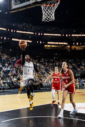COLOGNE, GERMANY - AUGUST 27: Alexis Peterson (Germany, 1) shooting the ball during a friendly match between Germany vs. Tuerkiye at Lanxess arena on August 27, 2026 in Cologne, Germany. North Rhine Westphalia Germany Copyright: xSteffiexWunderlx