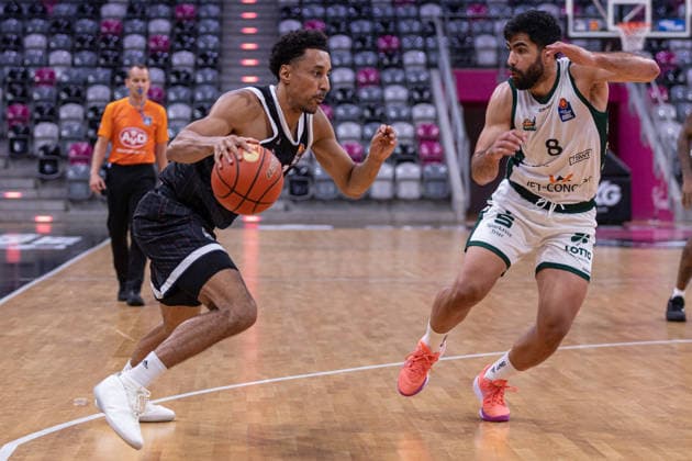 Exhibition Game: Telekom Baskets Bonn vs. VET CONCEPT Gladiators Trier, August 27, 2026: Joel Aminu (Telekom Baskets Bonn) 21 and Behnam Yakhchali Dehkordi (VET CONCEPT Gladiators Trier) 8. Exhibition game: Telekom Baskets Bonn vs. VET CONCEPT Gladiators Trier, August 27, 2026, Telekom Dome Bonn Copyright: xBEAUTIFULxSPORTS Derixx