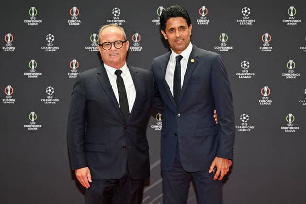 Luis Campos et Nasser al-Khelaïfi, président du PSG au photocall du tirage au sort de la phase de ligue de l’édition 2026-2027 de la Ligue des champions au Grimaldi Forum de Monaco, le 27 août 2026. Bruno Bebert Bestimage Photocallt ahead of the draw at Grimaldi Forum on August 27, 2026 in Monaco. Monaco Monaco  Copyright: xBrunoxBebertx xBestimagexBrunoxBebertx xBestimagex
